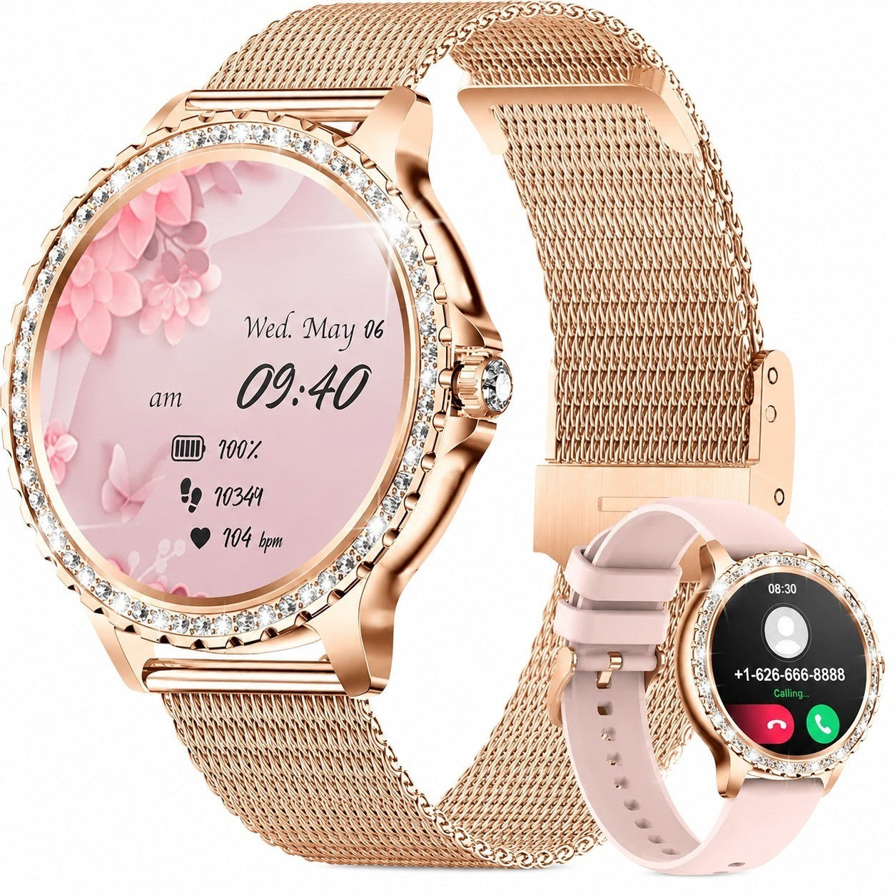 Women's Smartwatch with Bluetooth Calling, 1.32" Touch Screen, Rose Gold, IP67 Waterproof