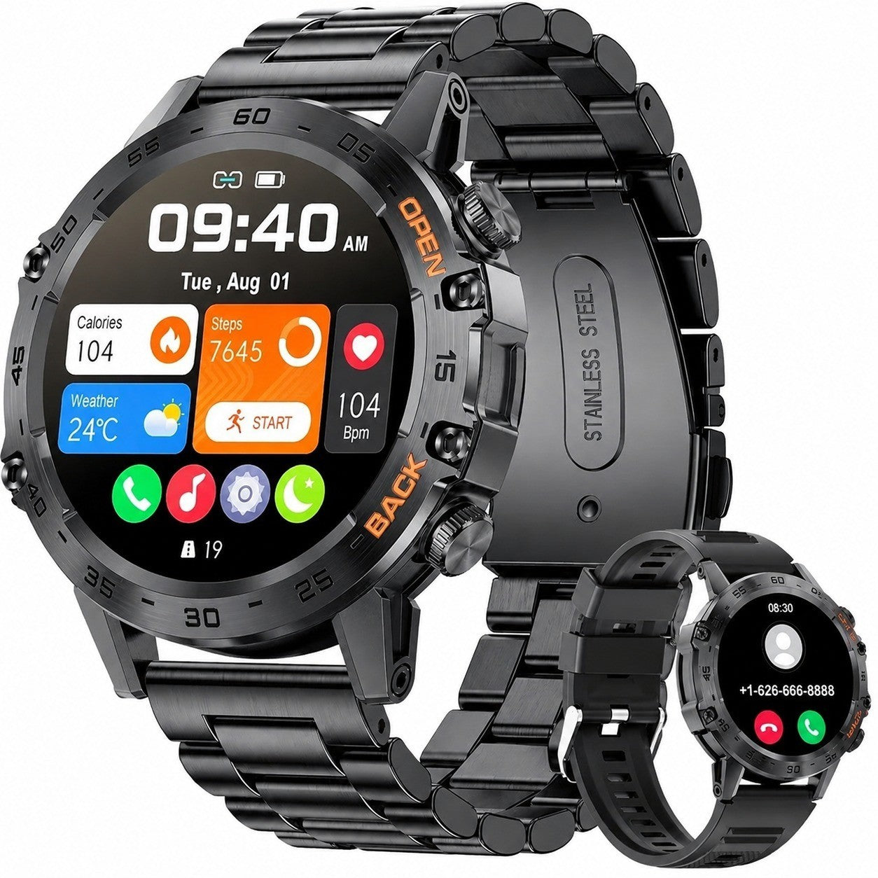 Men's Smartwatch 1.39" with Heart Rate, Blood Pressure, SpO2, Sleep Monitor for Android iOS