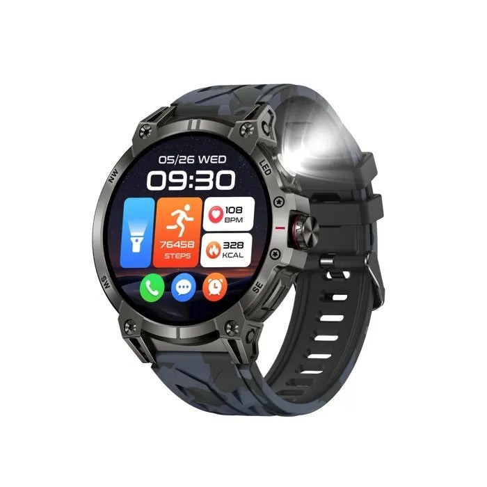 Smart Watch with AMOLED Screen, Health Tracking, Bluetooth, IP67 Waterproof, Blue