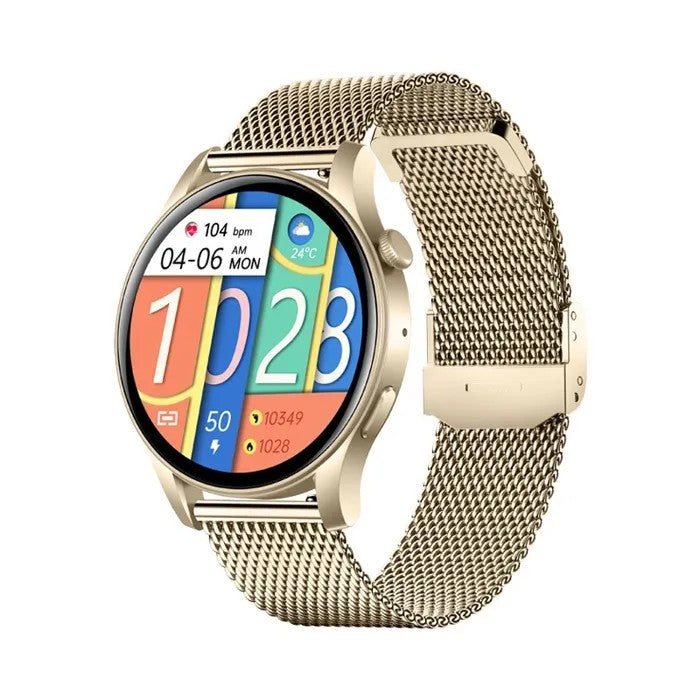 Women's Smartwatch with Phone Function, Fitness Tracker, Heart Rate Monitor, AMOLED Display, Metal Band