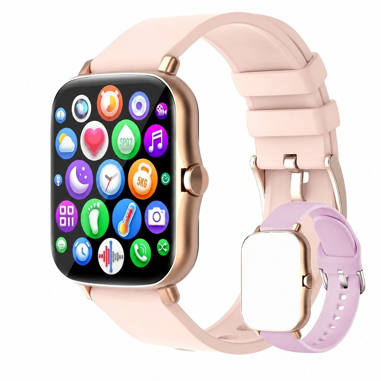 Smartwatch with Blood Pressure, Heart Rate, SpO2, IP67 Waterproof, Answer/Make Calls, Gold