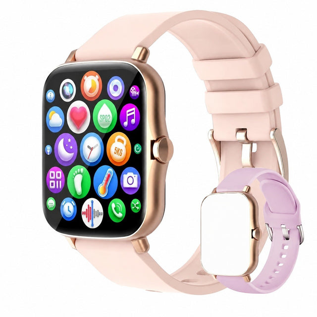 Smartwatch with Blood Pressure, Heart Rate, SpO2, IP67 Waterproof, Answer/Make Calls, Gold