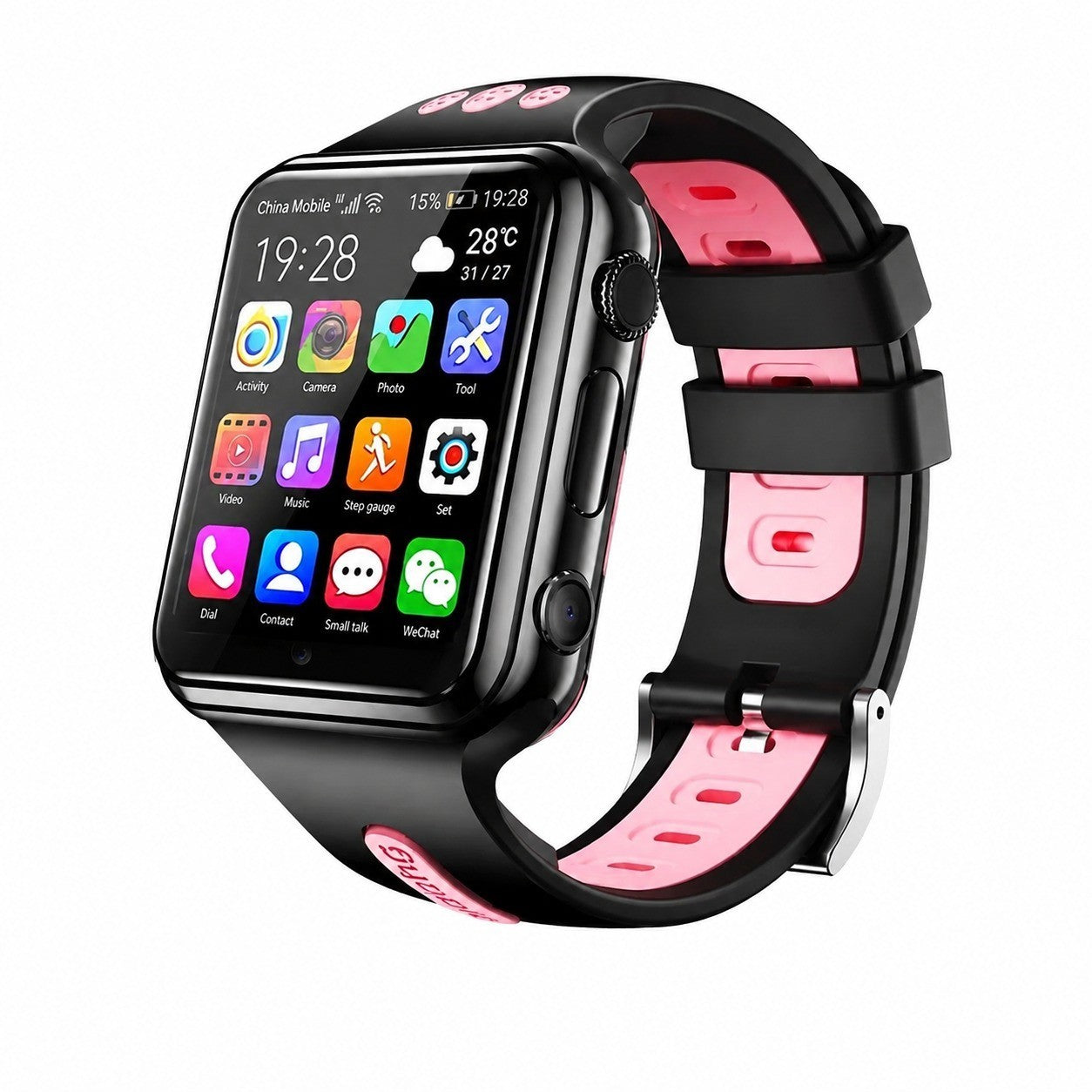 Kids Smartwatch with GPS, Wi-Fi, 4G, 1.54" Screen, 8GB, Black/Pink