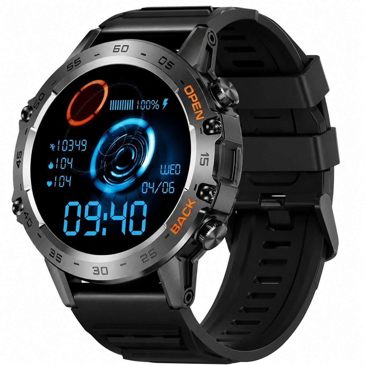 Men's Smartwatch for Sports Fitness, Bluetooth Calling, IP67 Waterproof, Military Grade, Orange