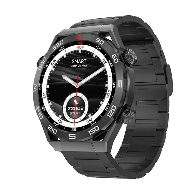 Stainless Steel Smartwatch, Black, NFC, Bluetooth, Wireless Calling, IP68 Waterproof