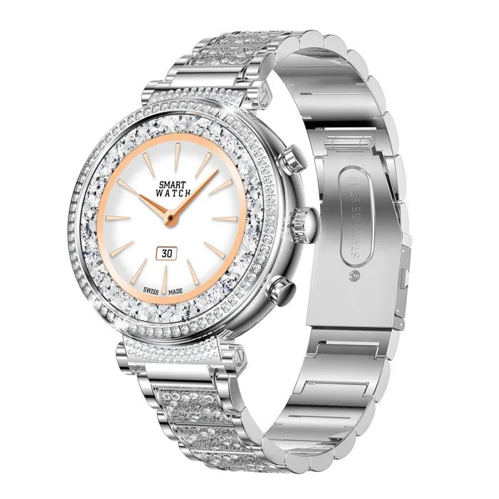 TK28 Smartwatch, Silver, 1.27-Inch Touchscreen, Fitness Tracker