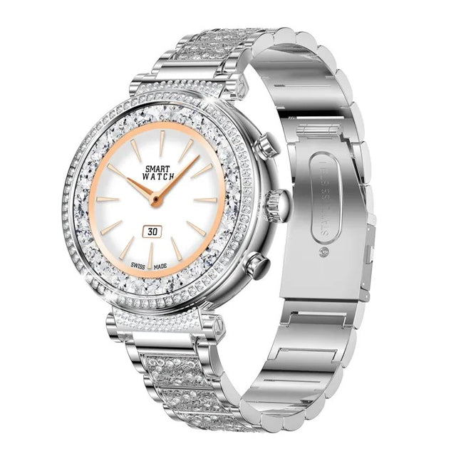 TK28 Smartwatch, Silver, 1.27-Inch Touchscreen, Fitness Tracker