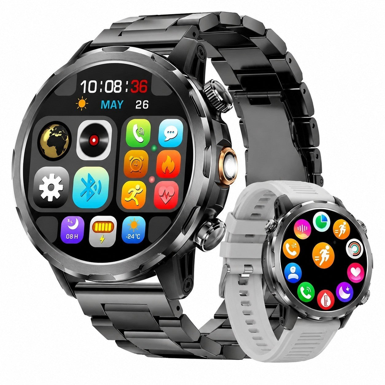 Men's Smartwatch, 1.7" HD Screen, Bluetooth Calling, 1000mAh Battery, 100+ Sports Modes, Military Style, Flashlight