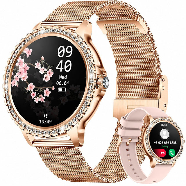 Women's Bluetooth Smartwatch with Calls, 1.32" HD Screen, Heart Rate Monitor, Sport Tracker for Android iOS