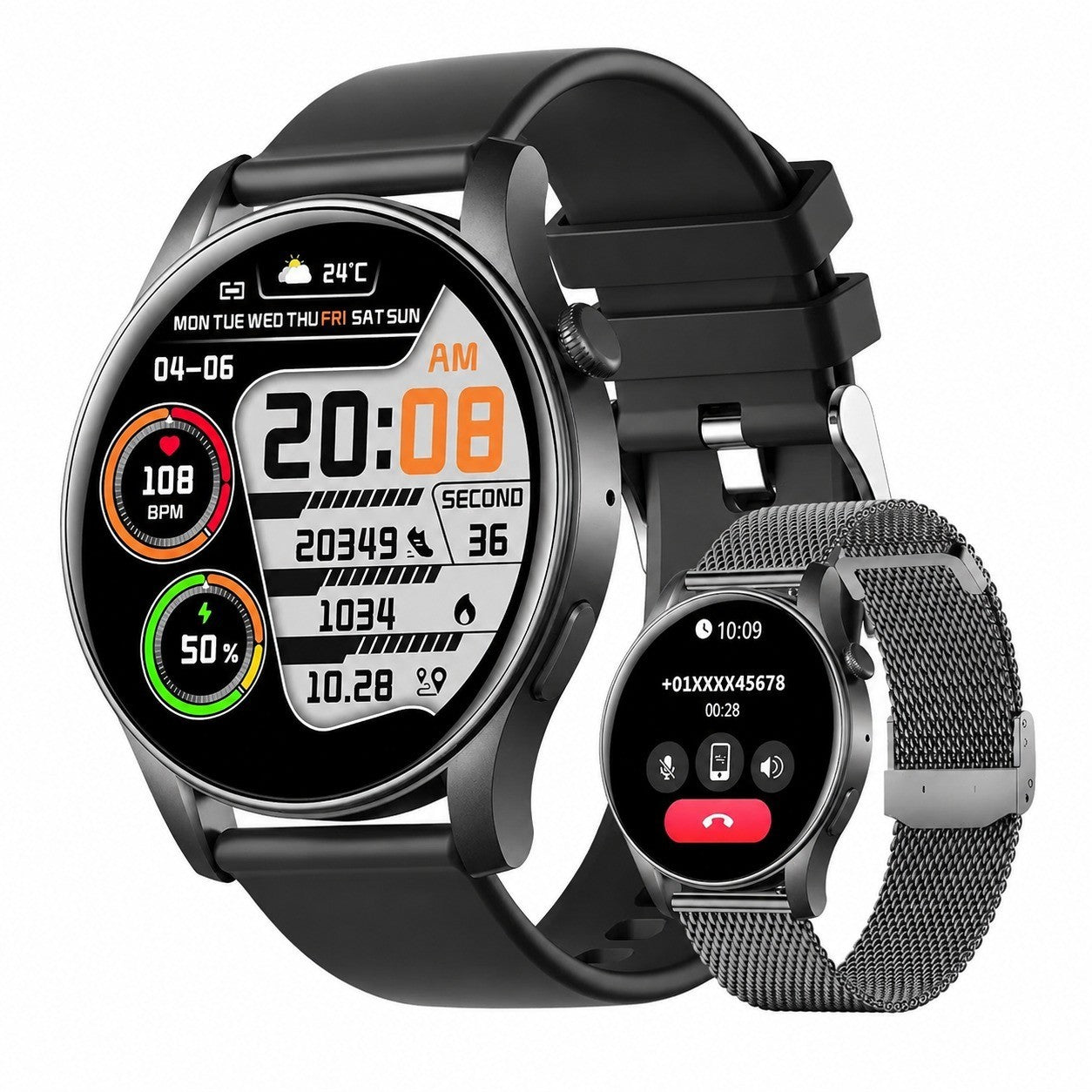 1.43" HD Smartwatch for Men Women, 100+ Sports Modes, Fitness Tracker with Call Answering, Pedometer