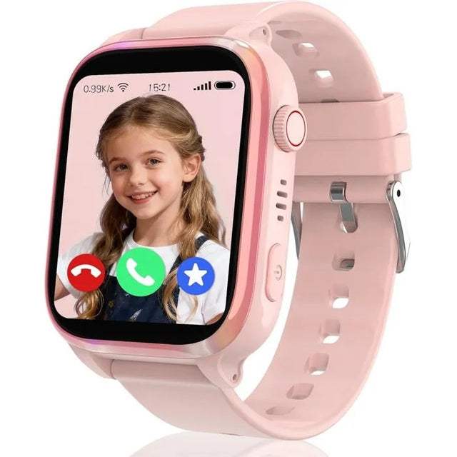 4G Kids Smartwatch with Video Call, GPS, SOS, IP68 Camera, School Mode, Pink
