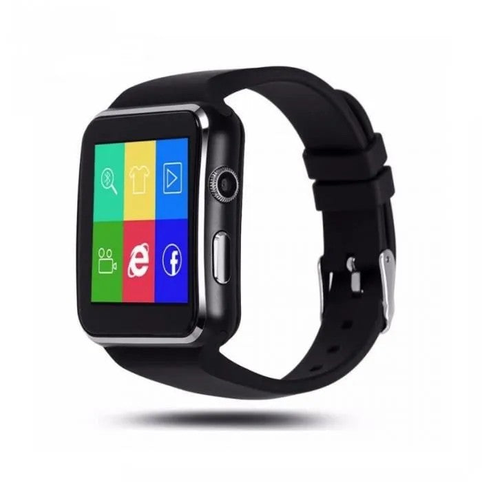 Smartwatch Rectangular Screen, Black, Fitness Watch with Camera & Notifications, APP Compatible
