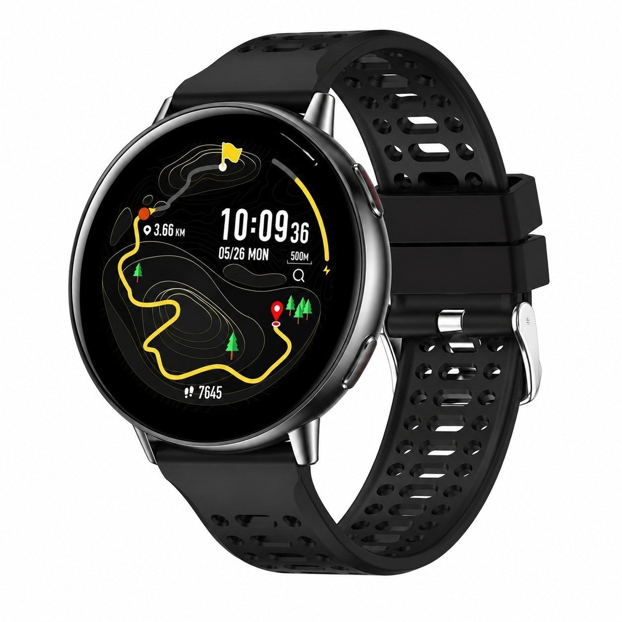 GPS Smartwatch with 1.39" Screen, Heart Rate Monitor, IP68 Waterproof, Black
