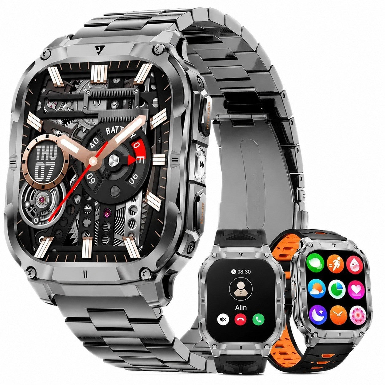 Men's Smartwatch 2.0" Bluetooth Calling, 1000mAh Battery, LED Flashlight, Heart Rate & Sleep Tracking, Black