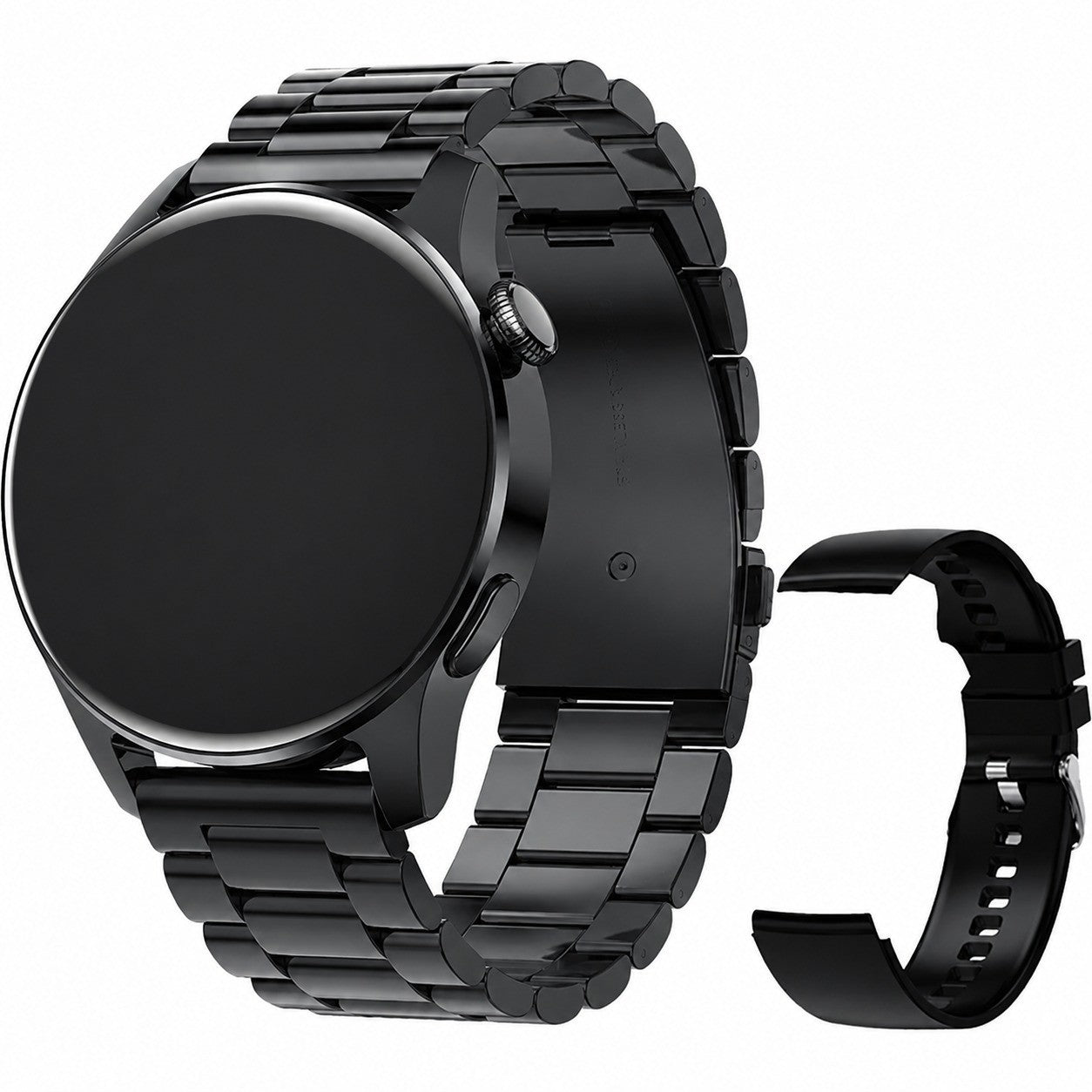 Men's Smartwatch with Bluetooth, Call, Sport, Fitness, Steel Strap, Black