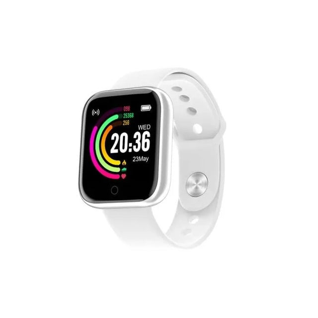 White IP67 Waterproof Smartwatch, Heart Rate Monitor, Fitness Tracker for Men Women