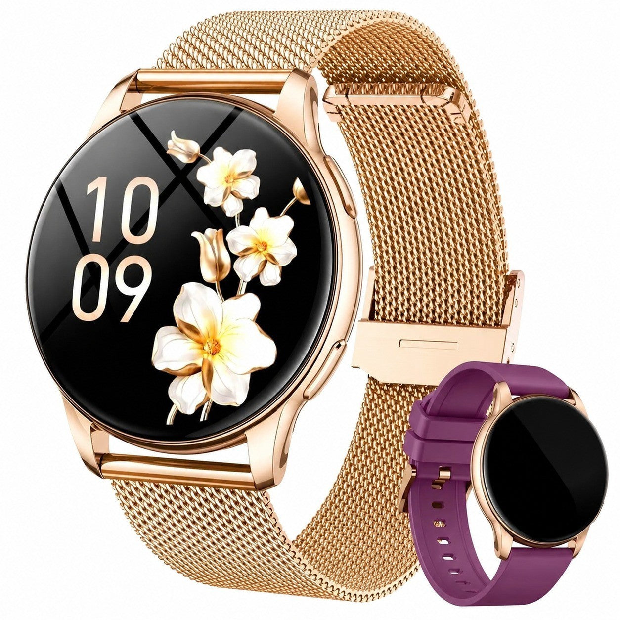 Women's Smartwatch with Bluetooth Calling, 1.32" AMOLED HD Touchscreen, Pedometer, SpO2, Heart Rate Monitor