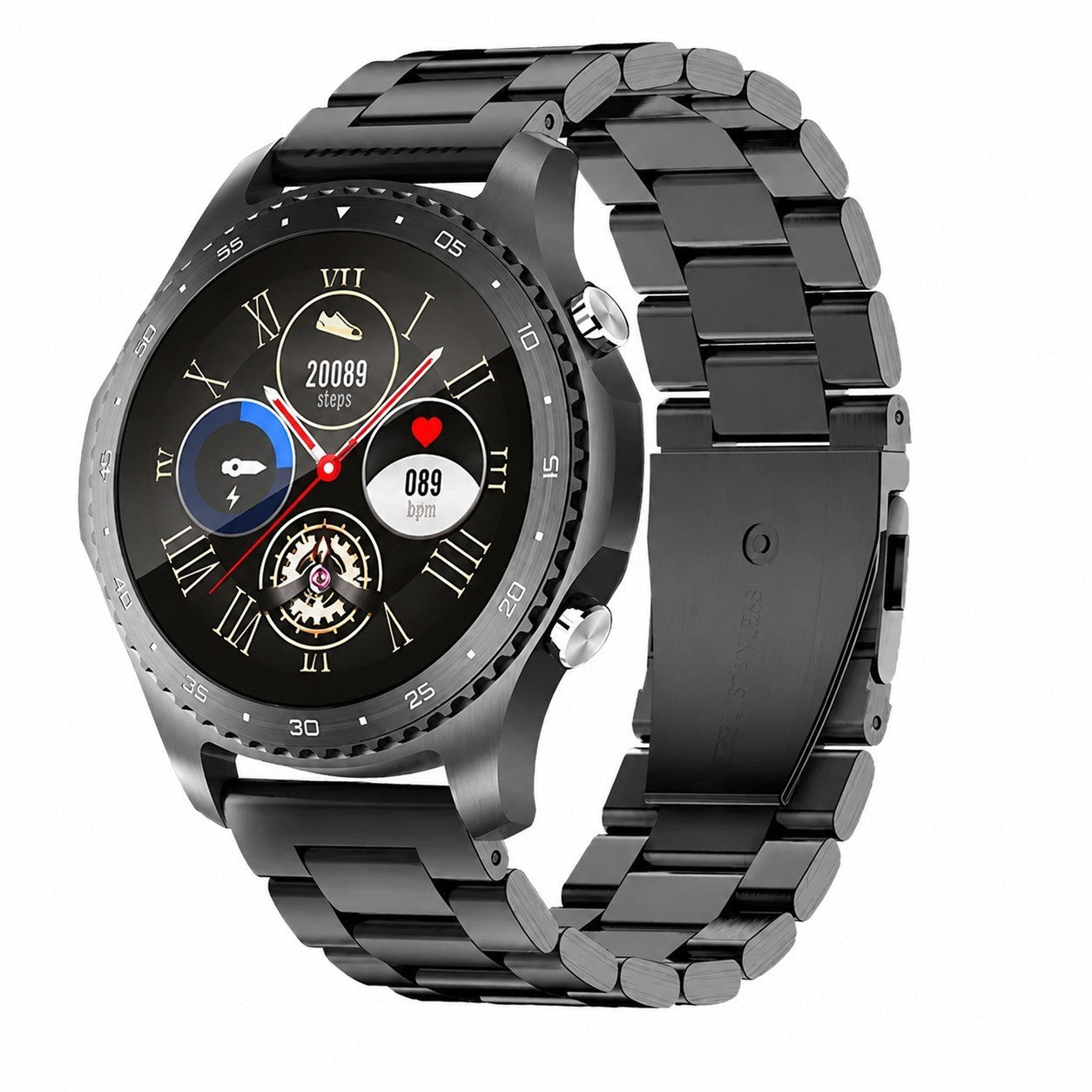 Smartwatch for Men with Calls, Heart Rate & Sleep Monitor, Waterproof, Black Steel