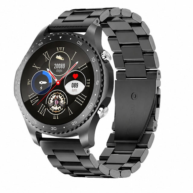 Smartwatch for Men with Calls, Heart Rate & Sleep Monitor, Waterproof, Black Steel
