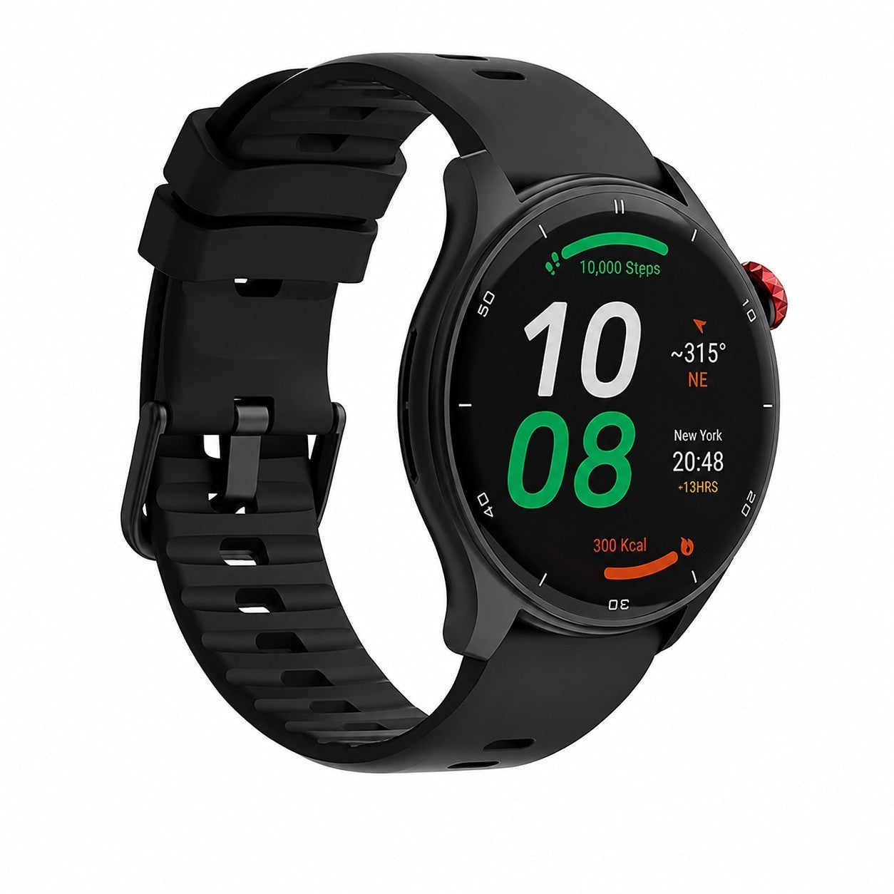 GPS Fitness Watch with Altimeter, 1.43" AMOLED Touchscreen, Heart Rate Monitor, Black