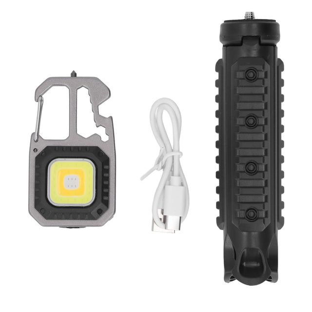 COB Small Flashlight, Rechargeable, 3 Modes, Portable Pocket Light with Tripod for Camping