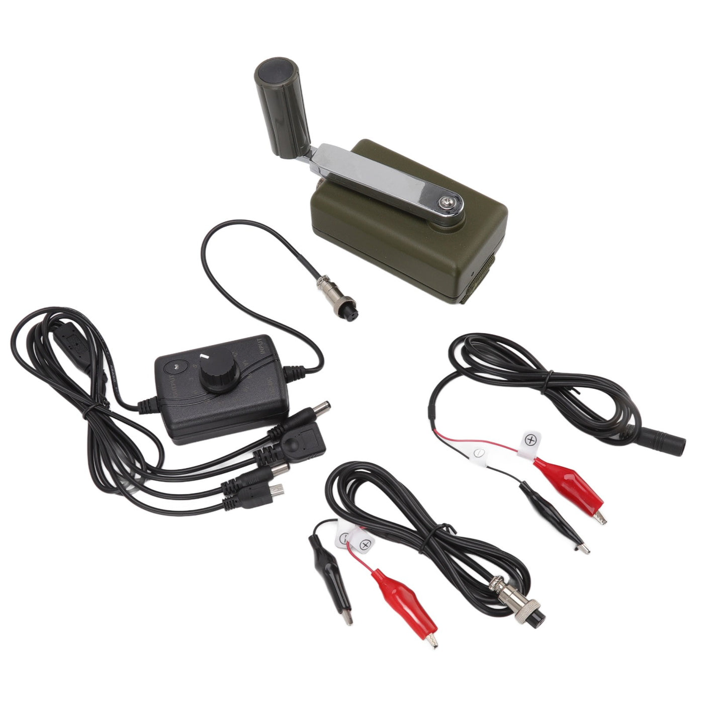 30W Hand Crank Generator, Portable Manual, Waterproof Outdoor Emergency Charger for Phone, Green