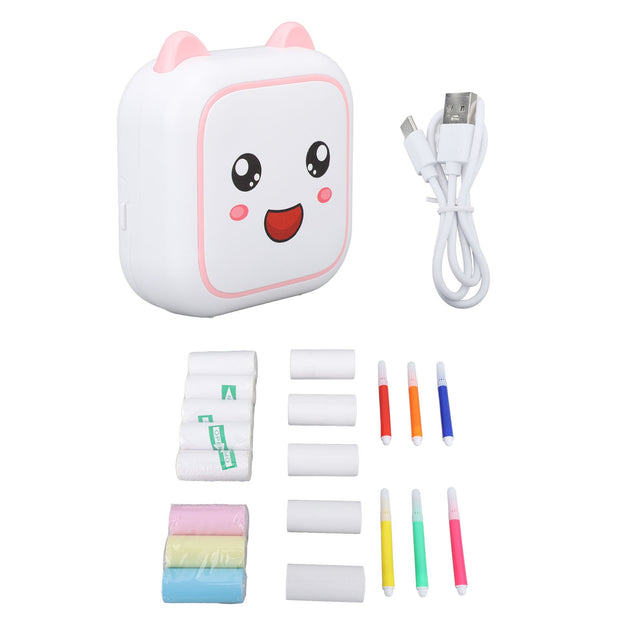 Mini Wireless Bluetooth Thermal Sticker Printer for Kids, Pocket Portable, Ink-Free, Notes Memo Photo, Pink