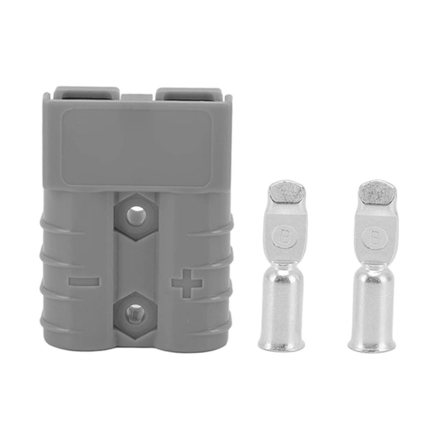 50A 600V Solar Connector, Double Pole, High Current Power Supply Plug, Grey for Dual Battery System