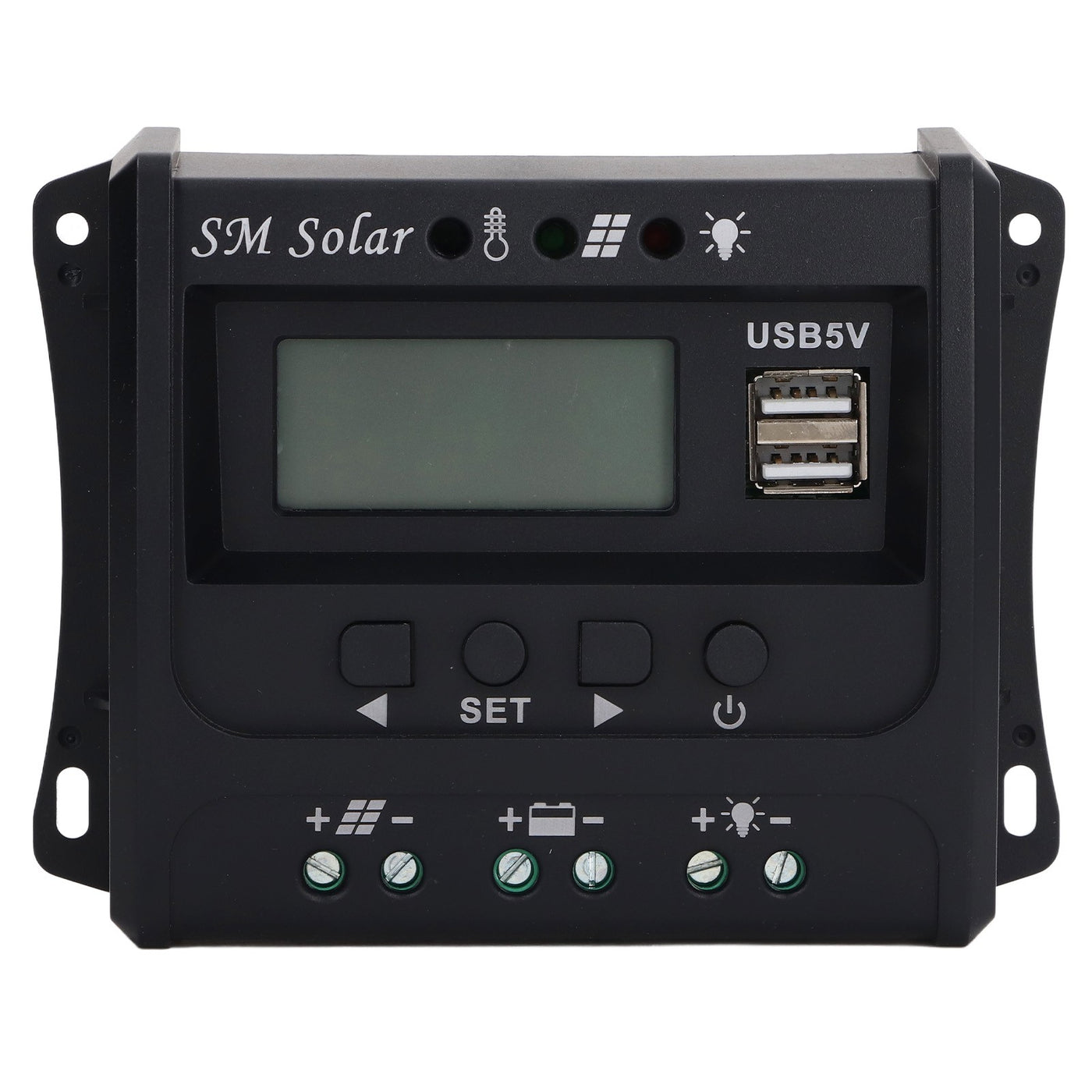 Solar Charge Controller 10A, 3-Stage PWM, 12V 24V, Intelligent Microcontroller, ABS Aluminum