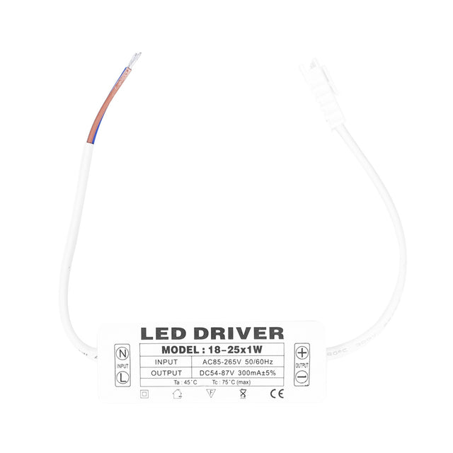 LED Driver Constant Current 300mA, 18-25x1W, Input AC85-265V, Output 54-87VDC