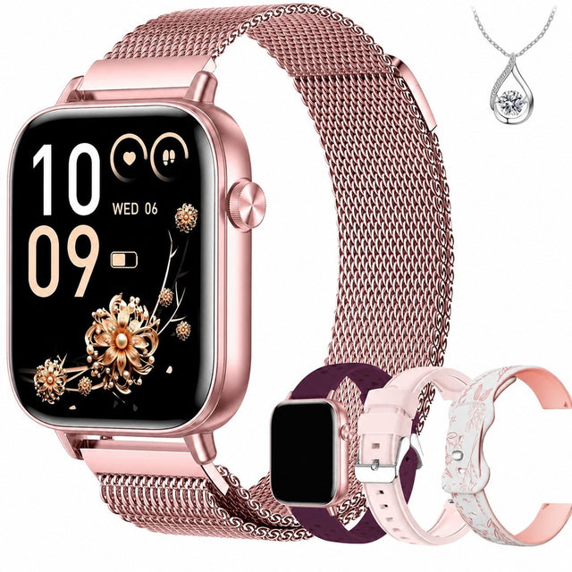 Women's Smartwatch 1.83" HD, 4 Straps, 110+ Sport Modes, Heart Rate, SpO2, Sleep Monitor, IP67