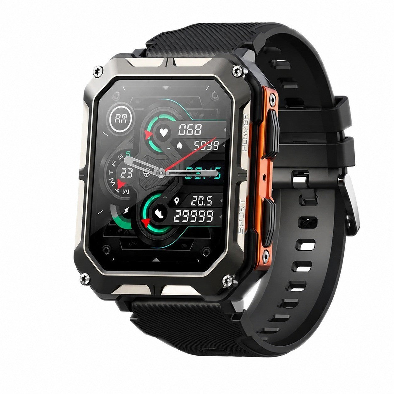 Military Smartwatch with Call Function, Activity Tracker, IP68, Black