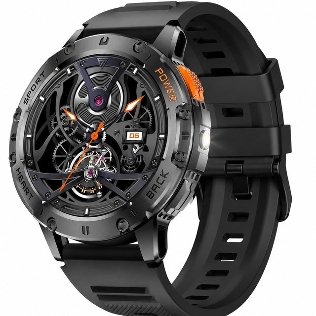 Men's Smartwatch with Flashlight, 1.43" AMOLED, Bluetooth Calling, Sleep Monitor, Sports