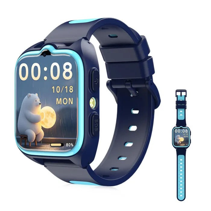 Kids Smartwatch 1.75" Screen 4G Video Call GPS SOS LED Flashlight 800mAh Battery Blue