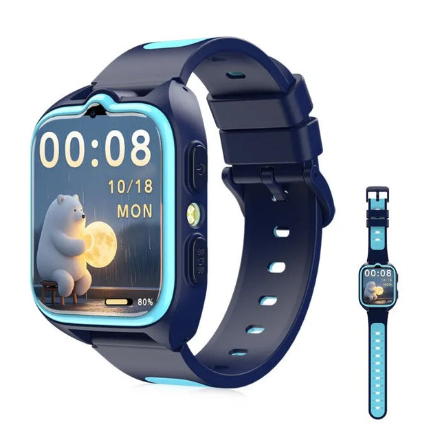 Kids Smartwatch 1.75" Screen 4G Video Call GPS SOS LED Flashlight 800mAh Battery Blue