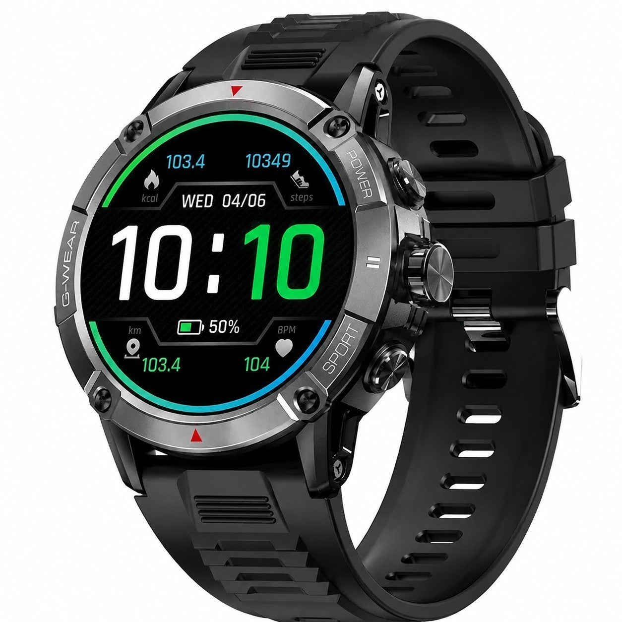 Men's Military Smartwatch 1.52" Rugged Heavy Duty Coded Crown, Call Speaker, Voice Assistant