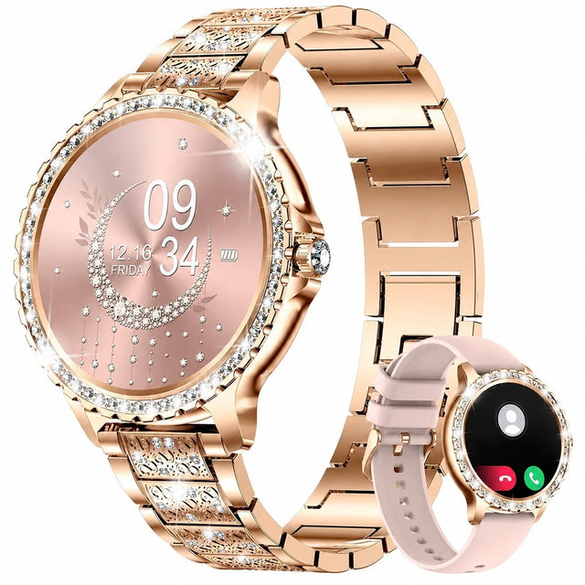 Women's Smartwatch, 1.32" Diamond, Rose Gold, Waterproof, 20 Sports Modes, Heart Rate, SpO2, Sleep Tracker