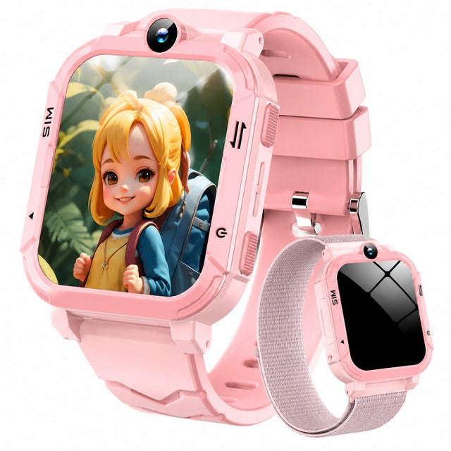 4G Kids Smartwatch with GPS, SOS, SIM Calling, Video Call, 800mAh Battery, HD Camera, Pink