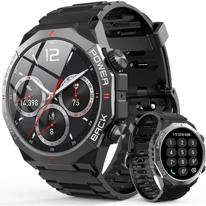 Men's Smartwatch with Bluetooth, Round, Pedometer, Heart Rate Monitor, 1.39" Touchscreen