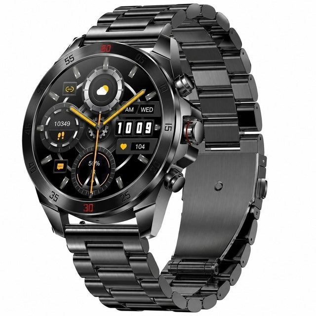 Men's Smartwatch, Black Stainless Steel, 1.43" AMOLED, Bluetooth Calling, Voice Assistant, Microphone, Speaker