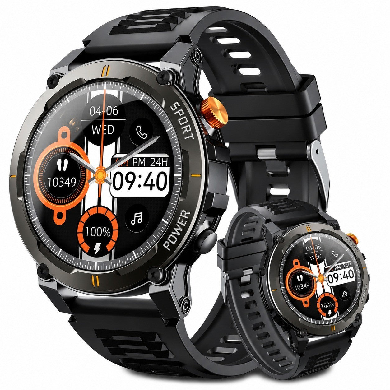 Smart Watch with Bluetooth Calling, 1.52" HD Screen, 180+ Sport Modes, Health Tracker, IP68 Waterproof, Black