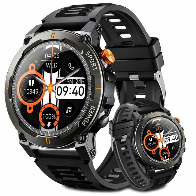 Smart Watch with Bluetooth Calling, 1.52" HD Screen, 180+ Sport Modes, Health Tracker, IP68 Waterproof, Black