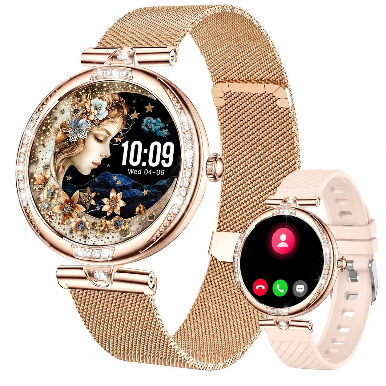 Women's Smartwatch with Health Tracking, 100+ Sports Modes, IP68, Gold/Silver, Compatible with Android iOS
