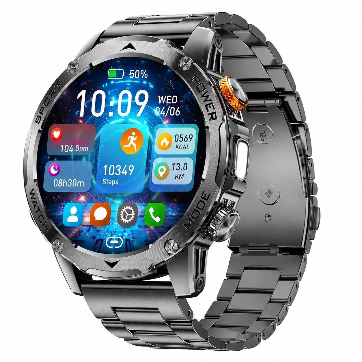 Smartwatch 1.75" HD Screen, Bluetooth Calling, IP68, 1000mAh Battery, Heart Rate, Sports Modes