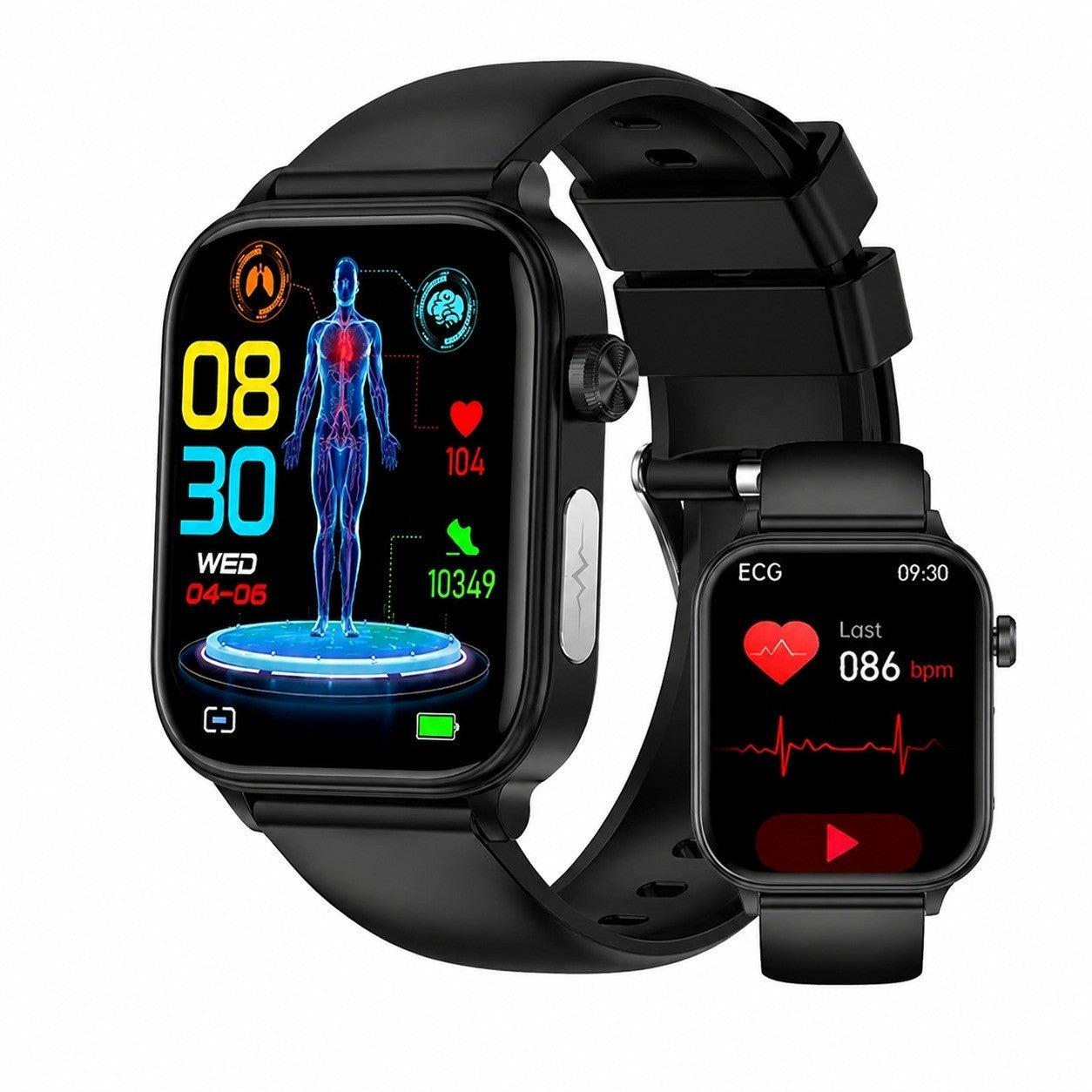 Smartwatch 1.96" Touchscreen, ECG PPG Heart Rate Blood Pressure Monitor, AI Health Diagnostics, Fitness Tracker