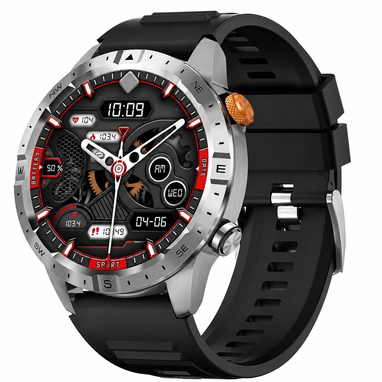Men's Smartwatch, 1.43" AMOLED, Bluetooth Calling, Heart Rate & SpO2 Monitor, Pedometer, Silver