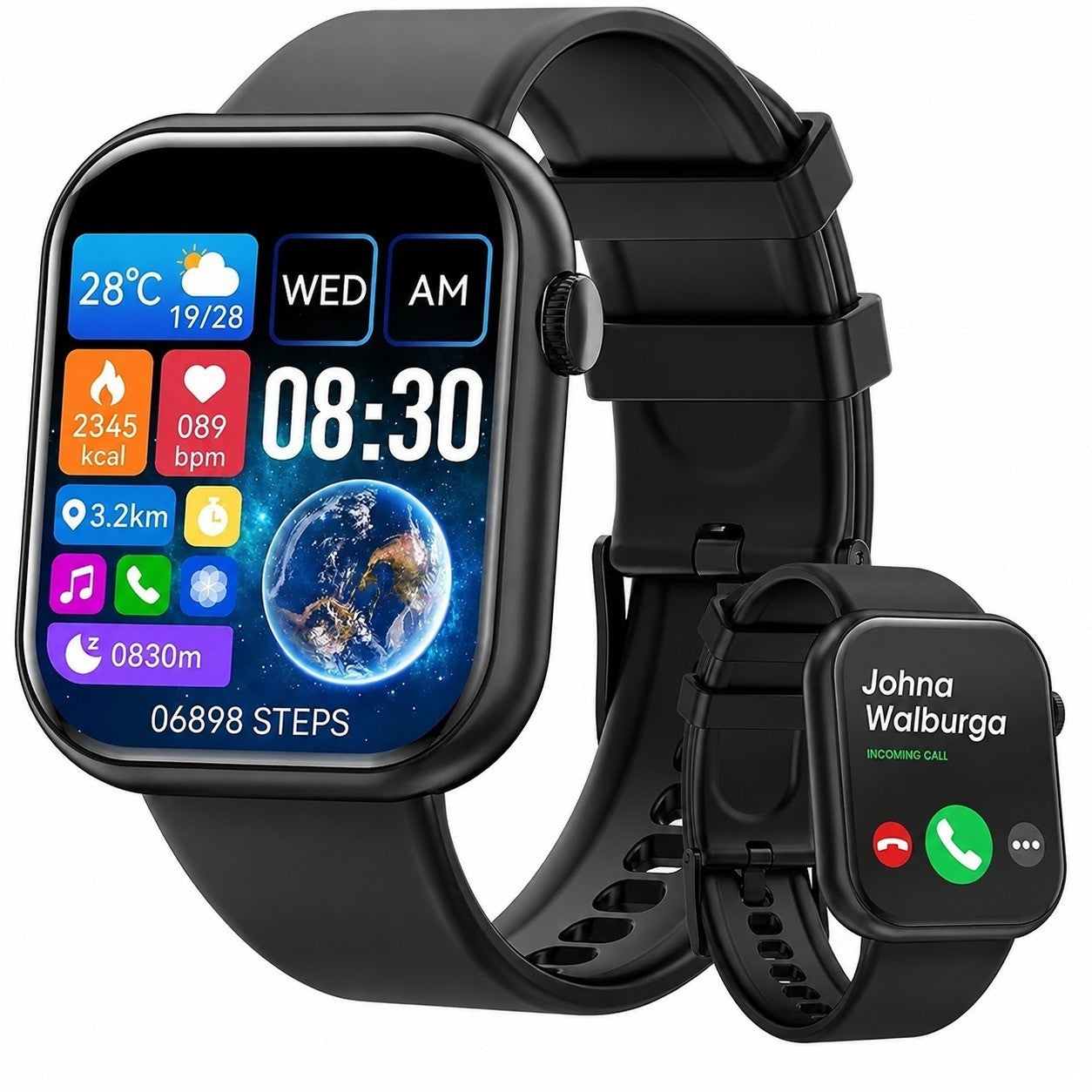 Smartwatch for Men Women, 1.85" Screen, Bluetooth Calling, Pedometer, Fitness Tracker, IP67