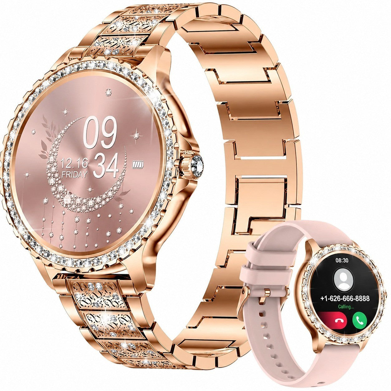 Women's Smartwatch with Bluetooth Calling, 1.32" Diamond Waterproof, 20 Sports Modes, Heart Rate, SpO2, Pedometer