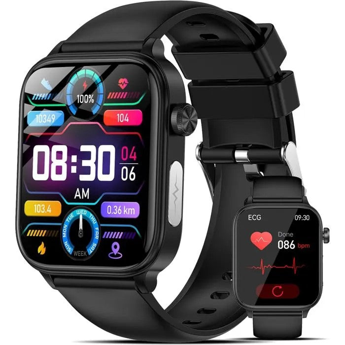 Smartwatch with ECG PPG Uric Acid Monitor, 1.96" HD, Bluetooth Calling, 24H Health Tracking, Men Women