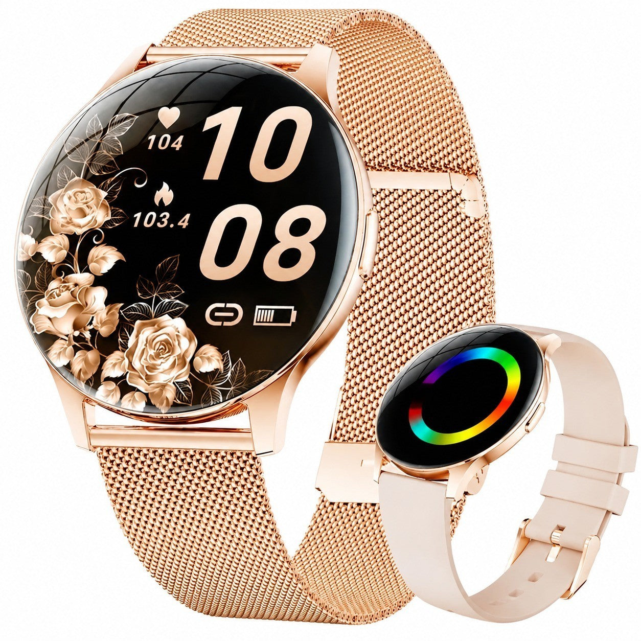 Women's Smartwatch, 1.43" AMOLED, Bluetooth Calling, 100+ Sports Modes, Stainless Steel Case